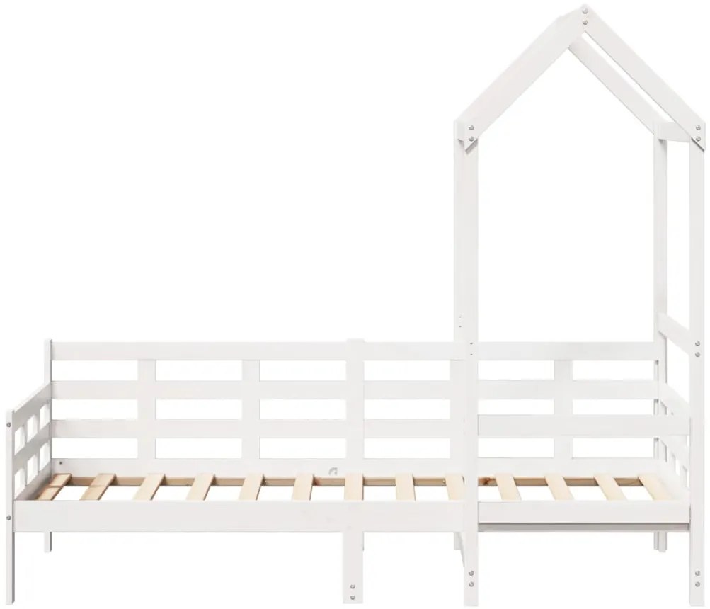 Sofá-cama com telhado 90x200 cm madeira de pinho maciça branco