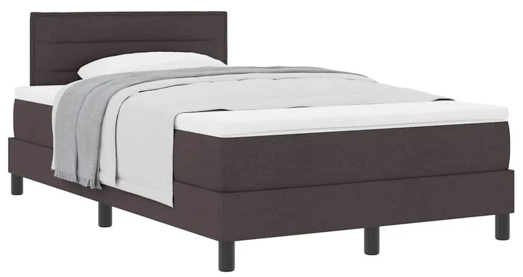 Cama Box Spring com Colchão Castanho Escuro 120x190 cm Tecido