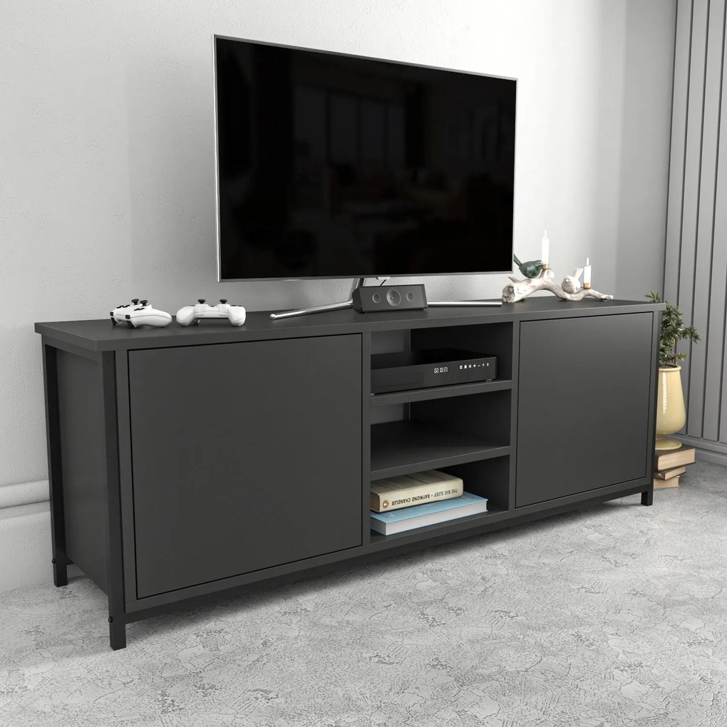 Móvel TV Otis – Preto Antracite – 140 cm x 35,3 cm x 50,8 cm