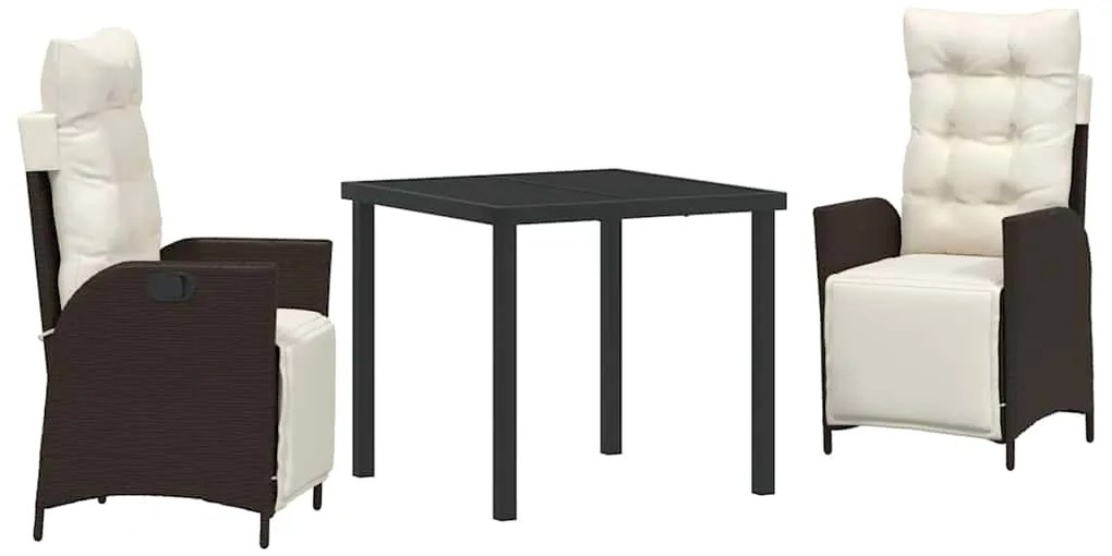 Conjunto de Jantar de Jardim de 3 Peças em Rattan Sintético Castanho