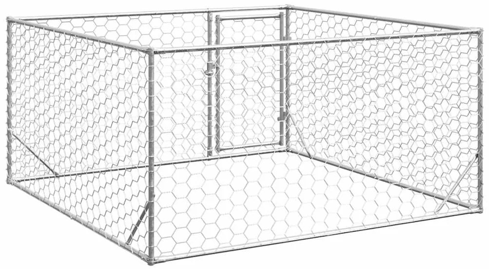 Canil exterior para cães com porta 2x2x1 m aço galvanizado