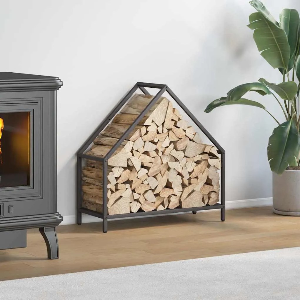 vidaXL Suporte para lenha 60x25x60 cm aço laminado a frio preto