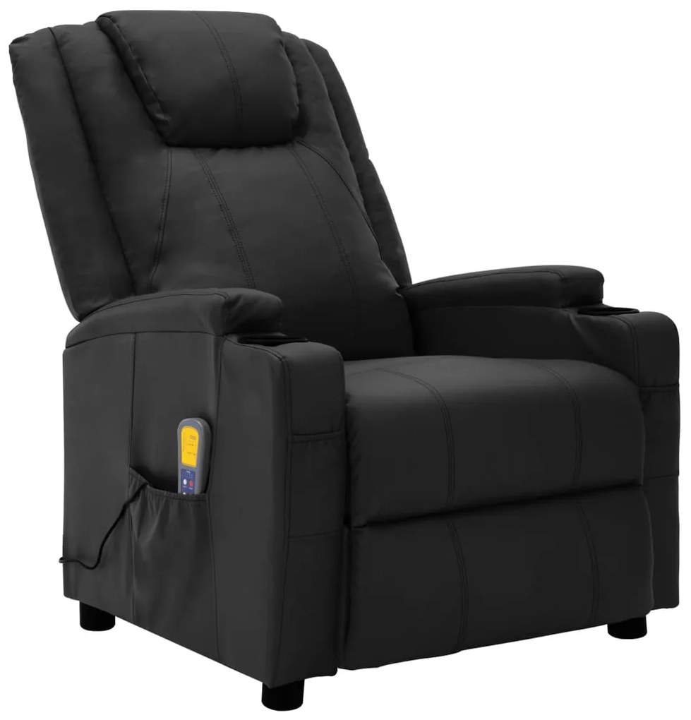 Poltrona Kaila de Massagens Reclinável em Couro Artificial - Preto - D