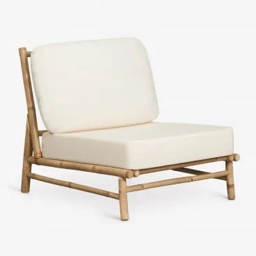 Módulo Central Para Sofá Modular De Jardim Em Bambu Isendra Tecido Branco - Sklum