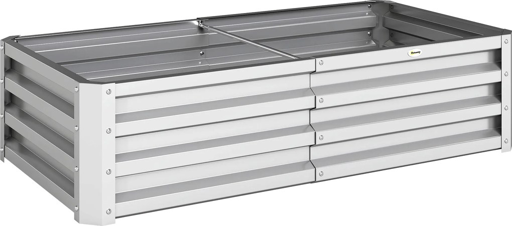 Outsunny Caixa de Plantio de Aço Galvanizado para Cultivar Plantas Flores Floreira Exterior Retangular com Fundo Aberto 120x60x30,5 cm Prata | Aosom Portugal
