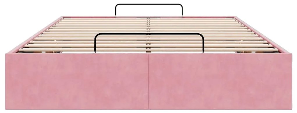 Ottoman Bed Frame No Colchão Rosa 120x200 cm Veludo