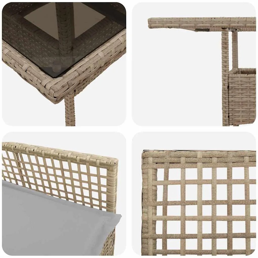 Conjunto de Jantar de 3 Peças Bege Polirattan