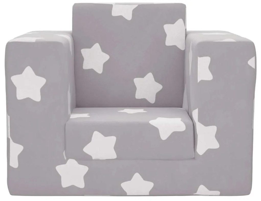 Sofá-cama infantil de c/ estrelas pelúcia cinzento-claro