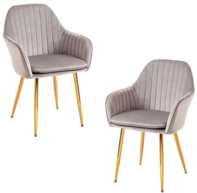 Pack 2 Cadeiras Chic Golden - Cinza claro
