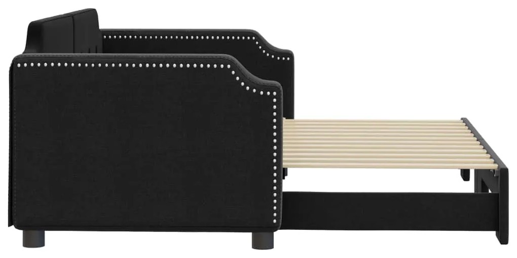 Sofá-cama com gavetão 90x200 cm tecido preto