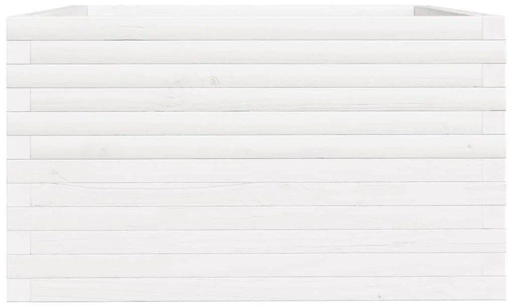 Vaso/floreira jardim 80x80x49,5 cm madeira pinho maciça branco
