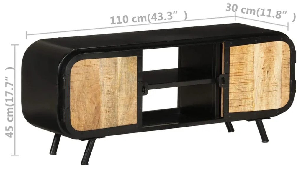 Móvel de TV 110x30x45 cm madeira de mangueira áspera