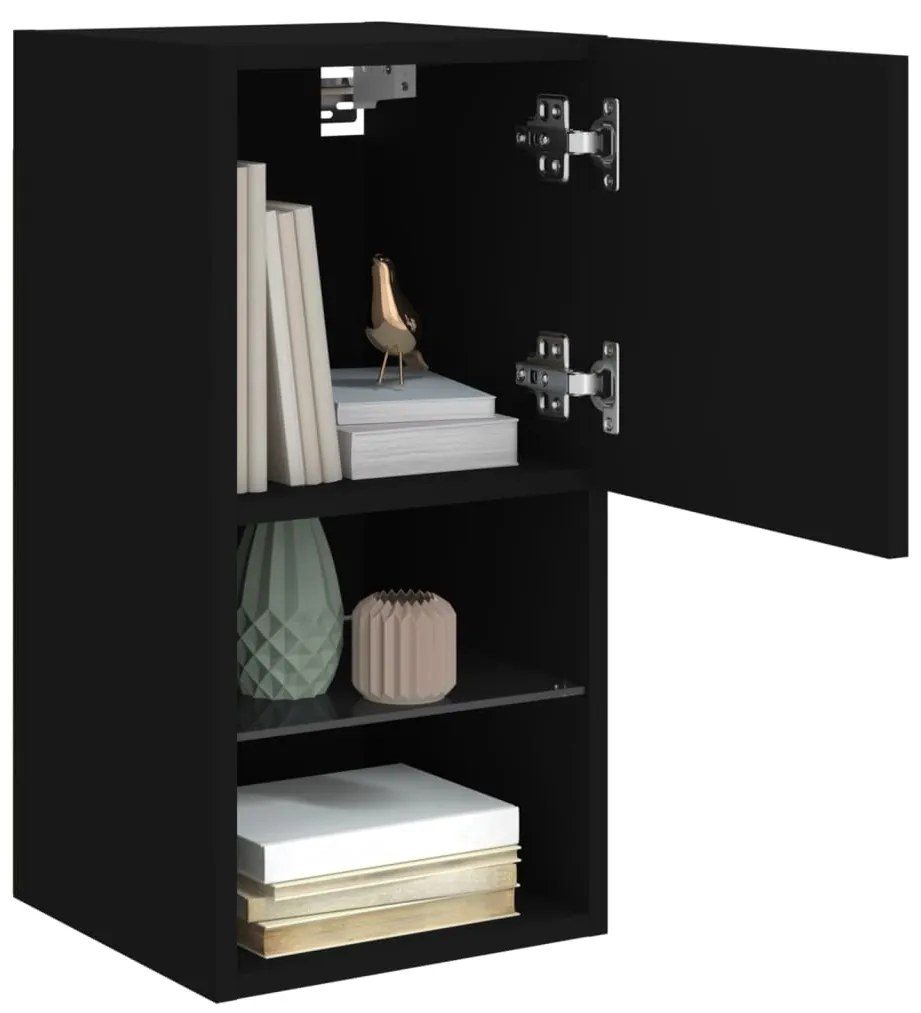 Móvel de TV c/ luzes LED 30,5x30x60 cm preto