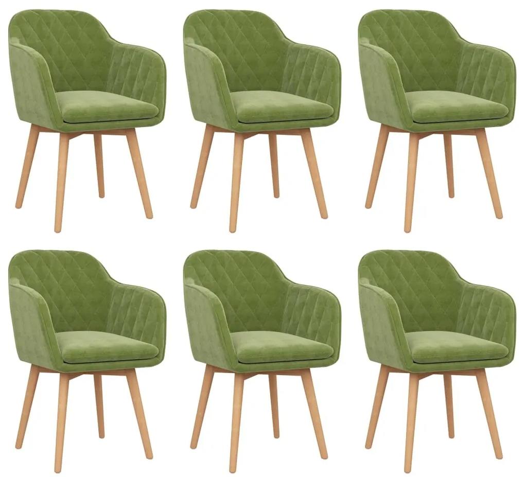 Cadeiras de jantar 6 pcs veludo verde-claro