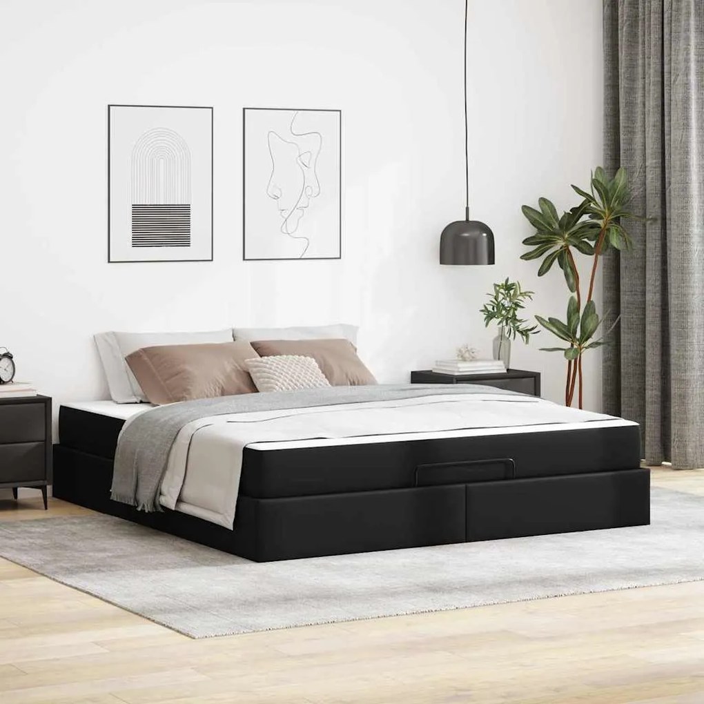 vidaXL Estrutura de cama com colchão Outros Preto 180 x 200 cm