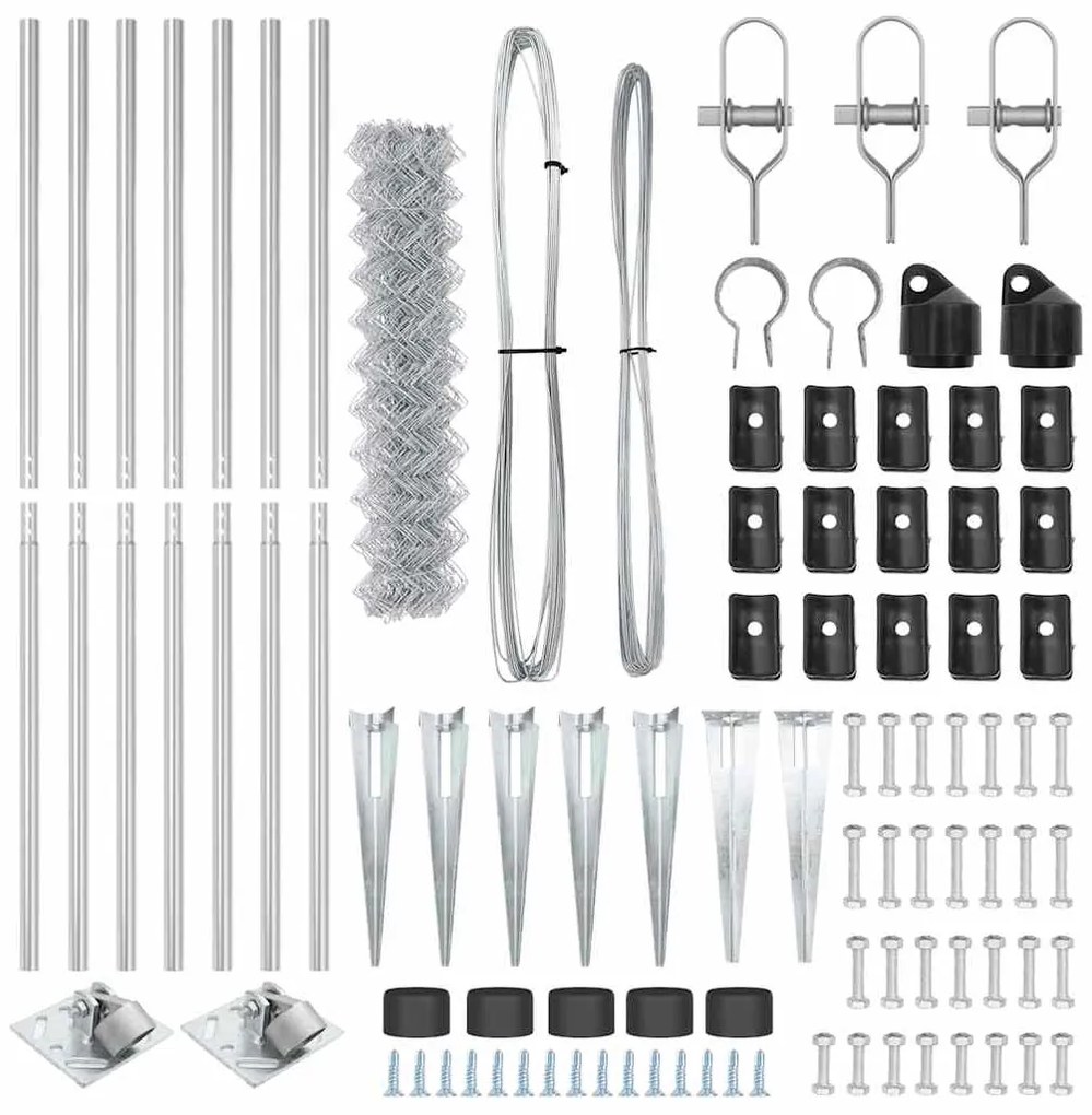 Conjunto de Postes de Cerca Prateado 10 x 1.2 m Aço galvanizado