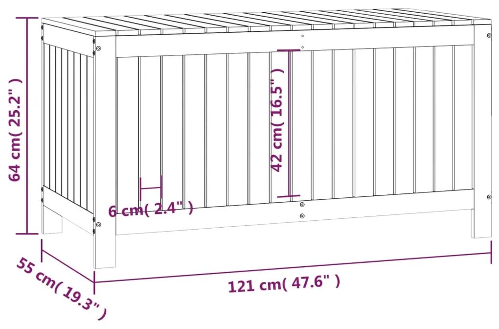 Caixa de arrumação jardim 121x55x64cm pinho maciço castanho-mel