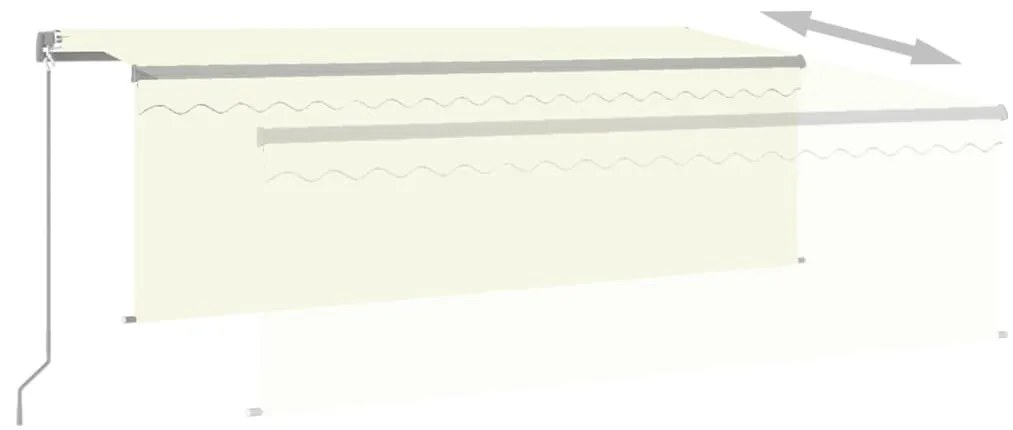Toldo retrátil manual com estore e luzes LED 4x3 m cor creme