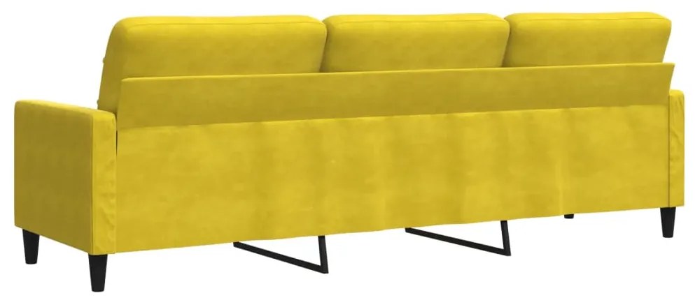 Sofá de 3 lugares 210 cm veludo amarelo