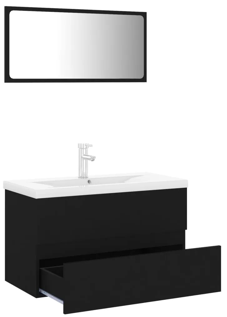 Conjunto de móveis de casa de banho derivados de madeira preto