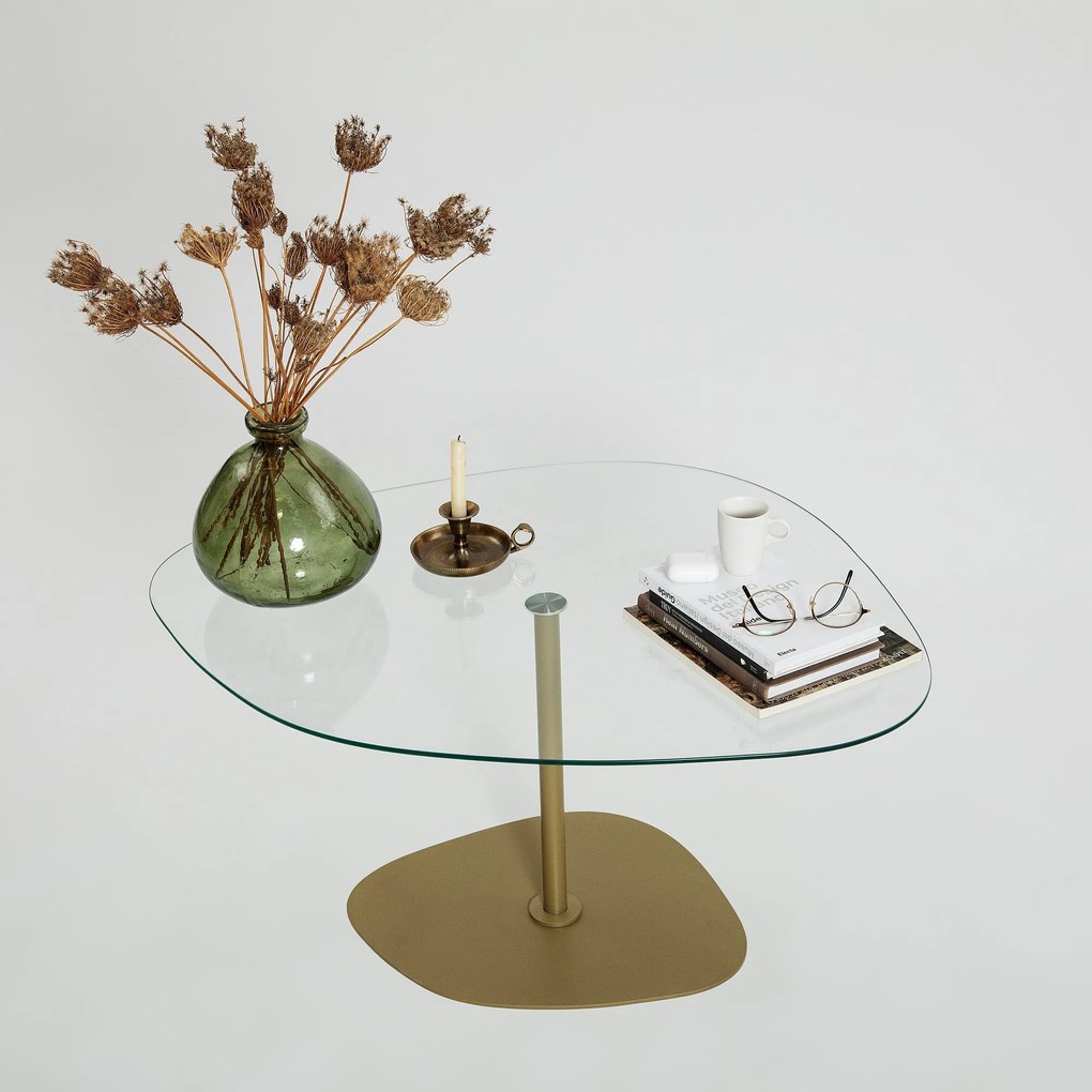 Mesa de Café Soho - Transparente e Dourada - 85 cm x 40 cm x 67 cm