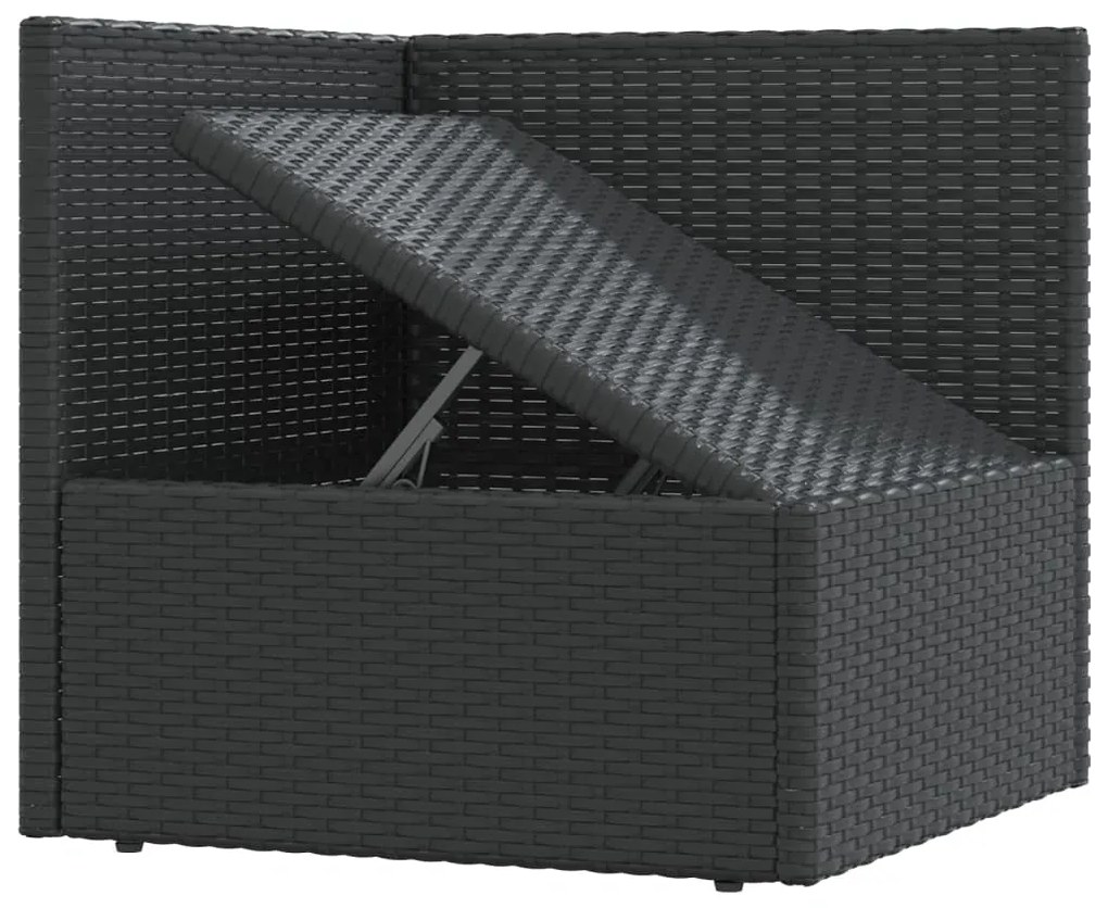 7 pcs conjunto lounge de jardim c/ almofadões vime PE preto