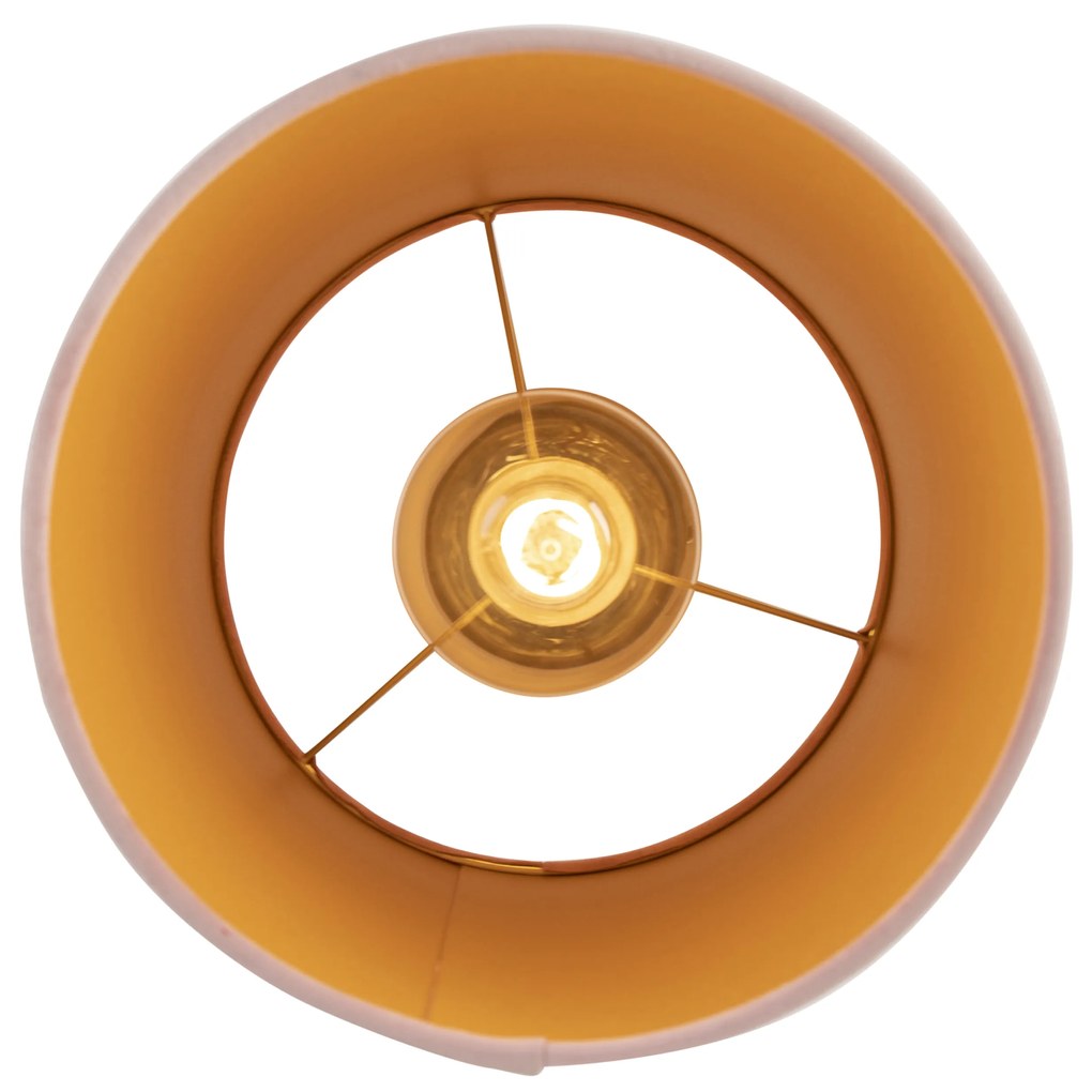 Candeeiro de teto com abajur de veludo rosa velho com dourado 25 cm - Combi Preto Country / Rústico