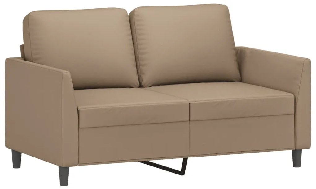 2 pcs conjunto sofás c/ almofadões couro artif. cor cappuccino