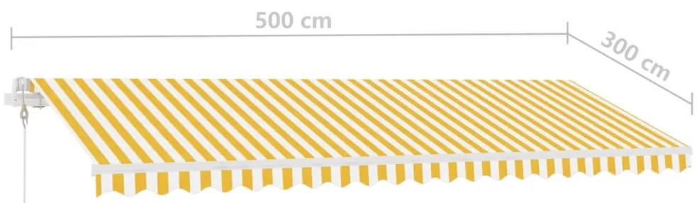 Toldo automático independente 500x300 cm amarelo e branco