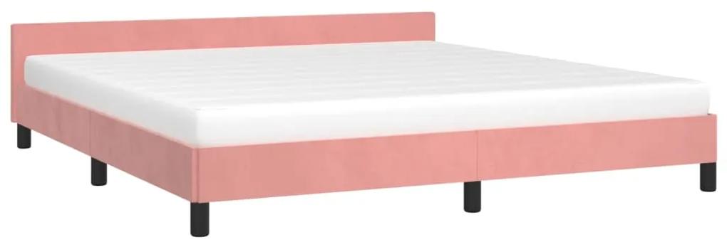 Estrutura de cama c/ cabeceira 160x200 cm veludo rosa