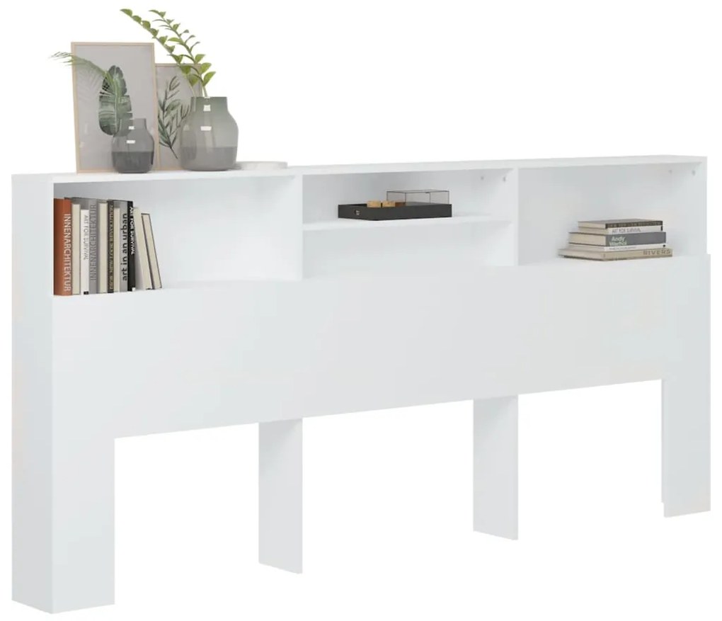 Cabeceira de cama com armário 220x19x103,5 cm branco
