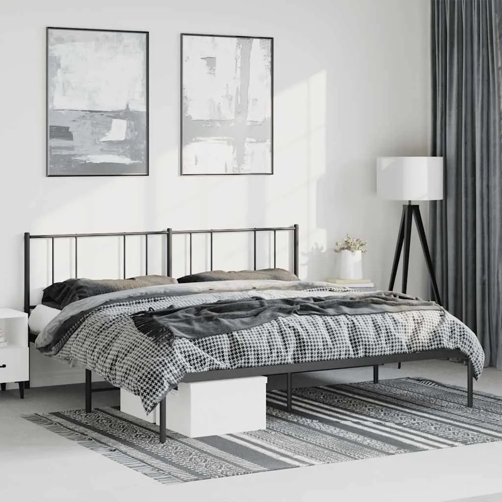 Estrutura de cama com cabeceira 183x213 cm metal preto