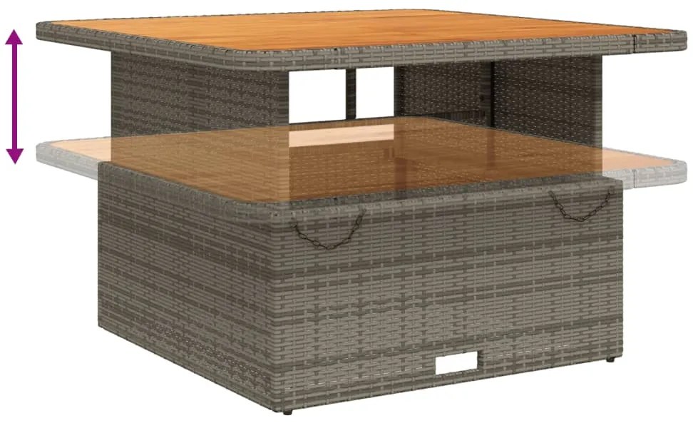 5 pcs conjunto de jantar p/ jardim c/ almofadões vime PE cinza