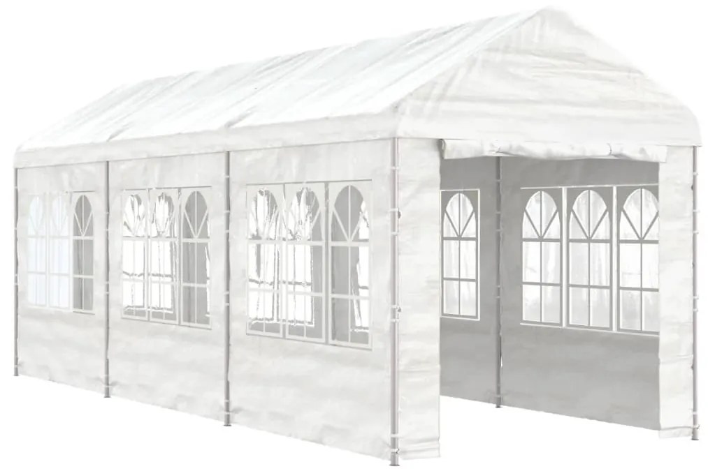 Gazebo com telhado 6,69x2,28x2,69 m polietileno branco
