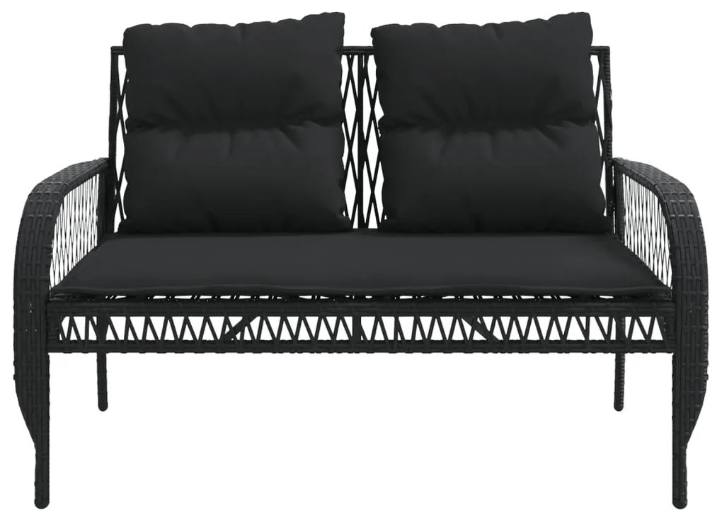 4 pcs conjunto de sofás para jardim c/ almofadões vime PE preto