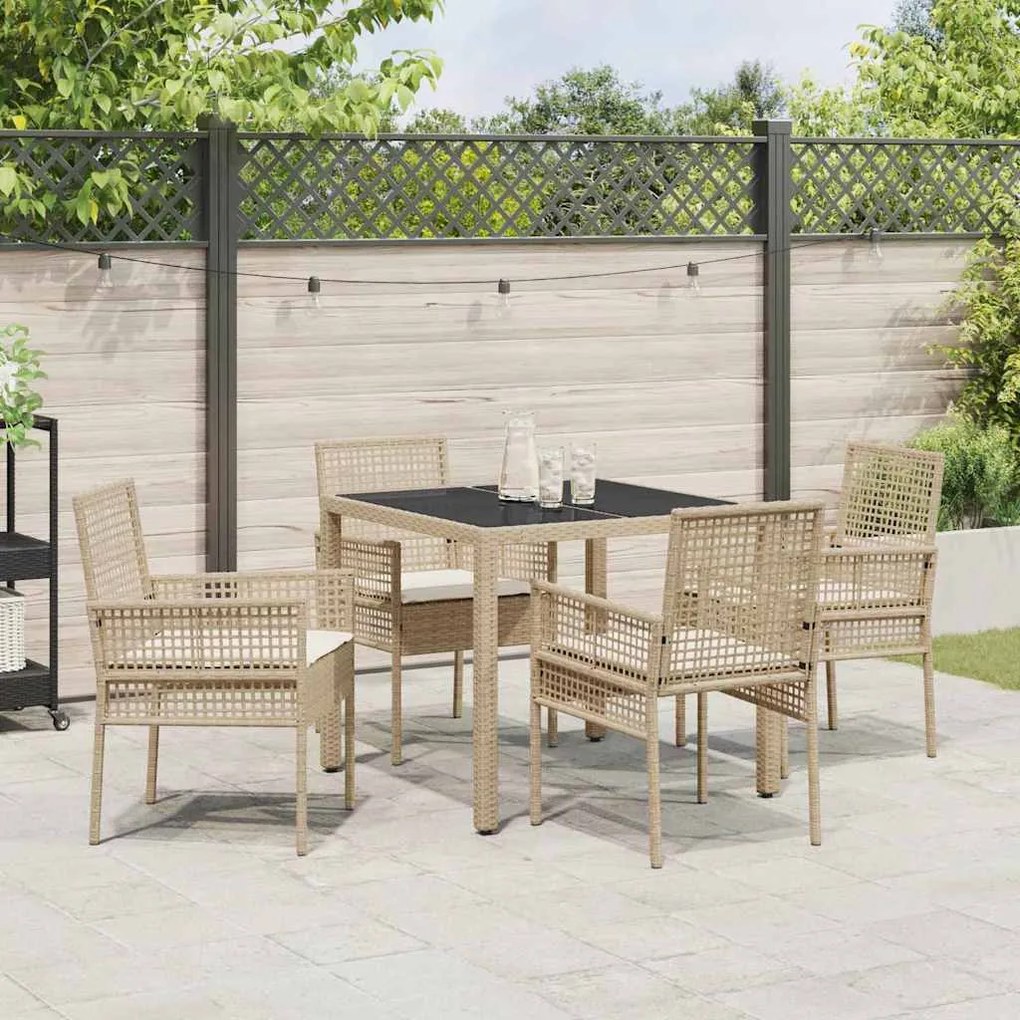 Conjunto de Jantar para Jardim 5 pcs Bege 90 x 90 x 75 cm