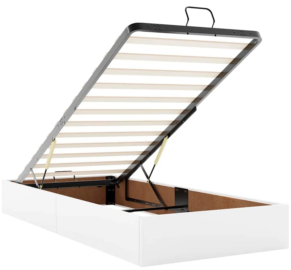 Estrutura de cama otomana com colchão 90x200 cm branco puro