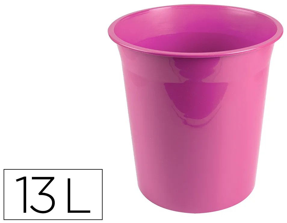 Cesto de Papeis em Plástico Ecouse 100% Reciclado Rosa Opaco 13 Litros 275x285 mm