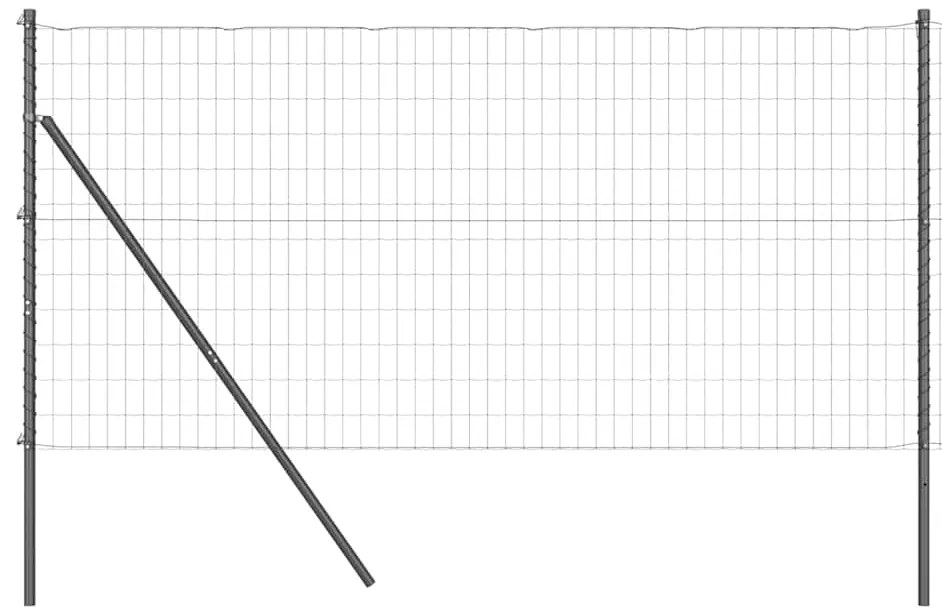 Cerca Euro com 7 postes, 1,2 x 10m, em aço galvanizado cinza
