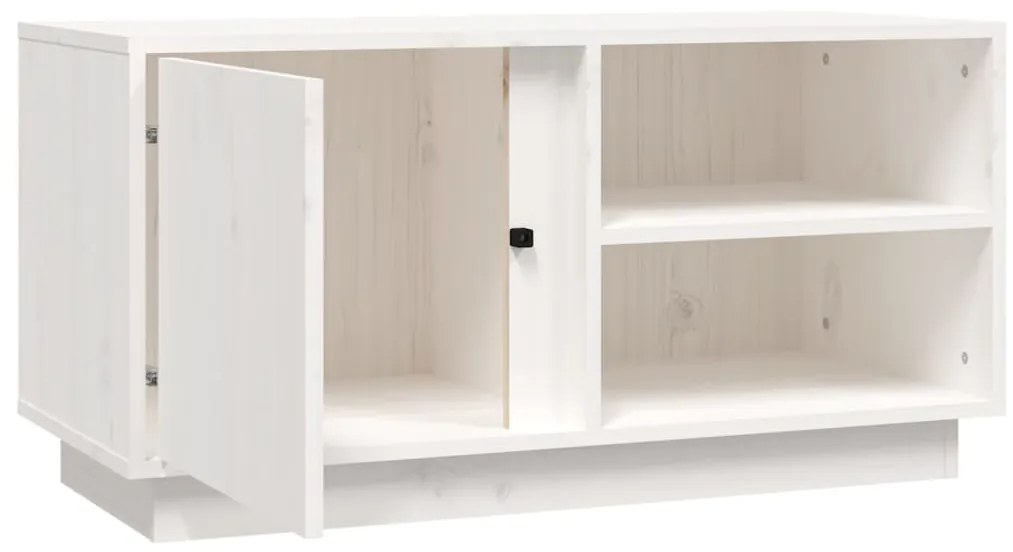 Móvel de TV 80x35x40,5 cm madeira de pinho maciça branco