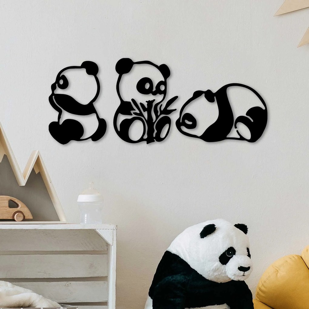 Acessório Decorativo de Parede Pandas – Preto – 18 x 26 cm, 20 x 27 cm