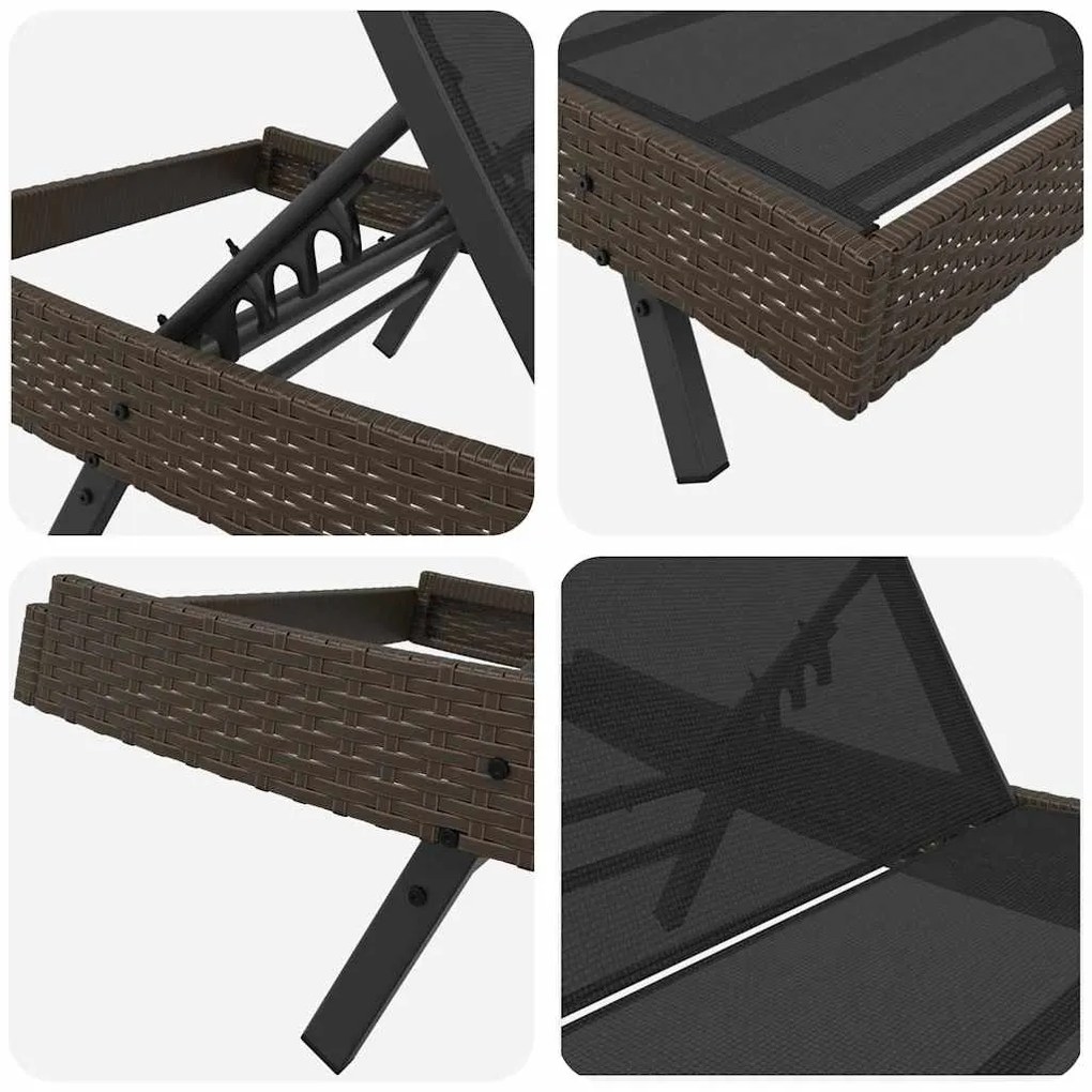 Espreguiçadeira com almofada -pessoa 2 pcs Castanho 40 x 40 x 40.5 cm