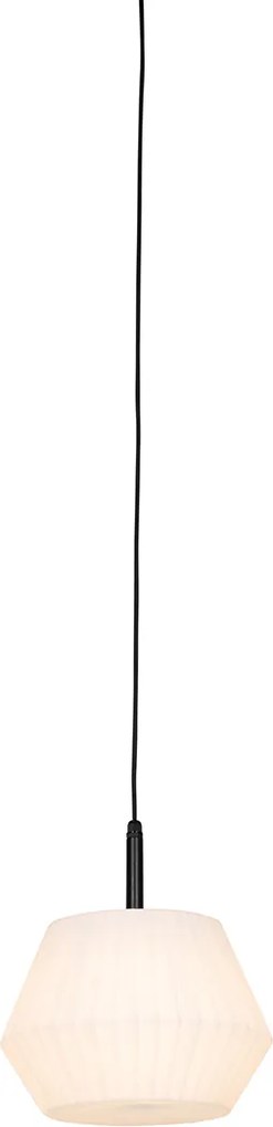 Candeeiro de suspensão exterior moderno preto com cúpula branca 33 cm IP44 - Robbert