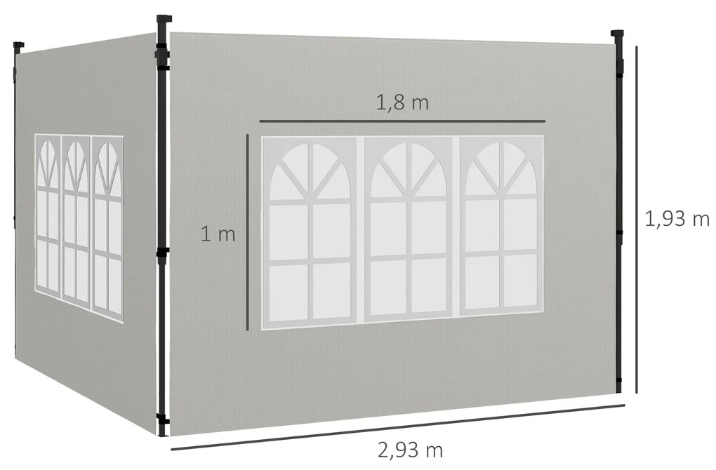 Outsunny Conjunto de 2 Paredes Laterais para Tendas de 3x3m e 3x6m Par