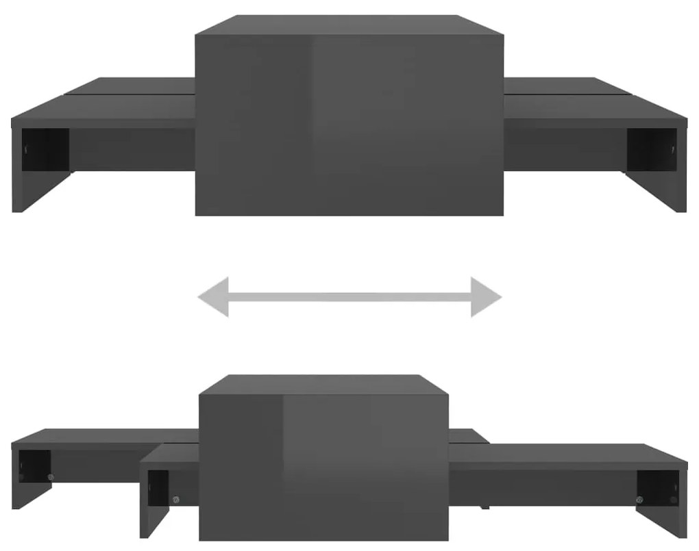 Conjunto de mesas de centro 100x100x26,5 cm cinzento brilhante