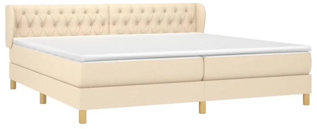 Cama com molas/colchão 200x200 cm tecido cor creme