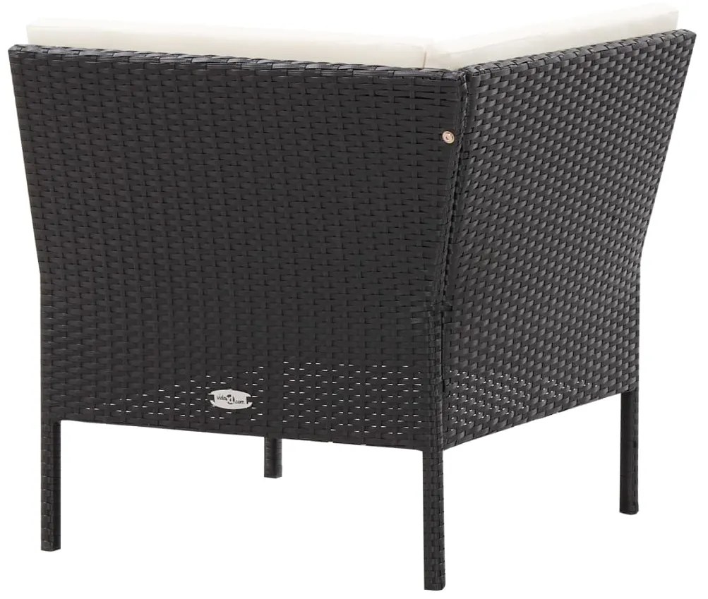 6 pcs conjunto lounge de jardim c/ almofadões vime PE preto
