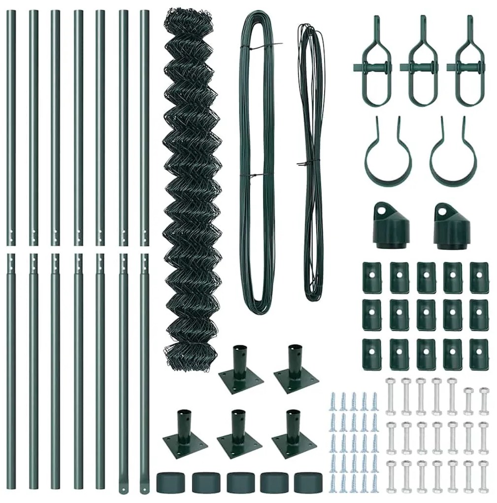 Conjunto de Postes de Cerca Prateado 10 x 1.6 m