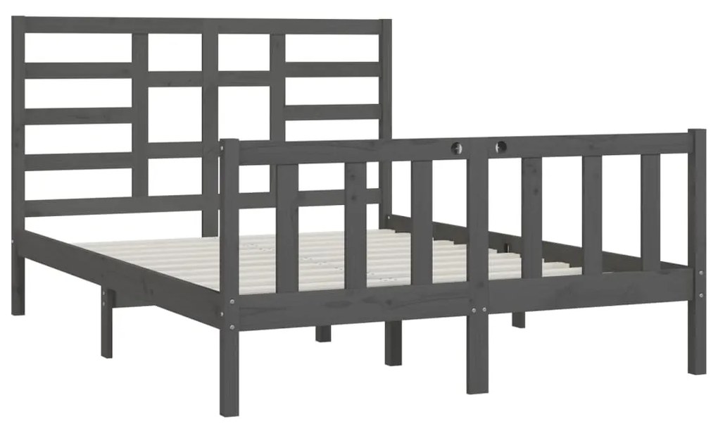 Estrutura de cama king 150x200 cm madeira maciça cinza