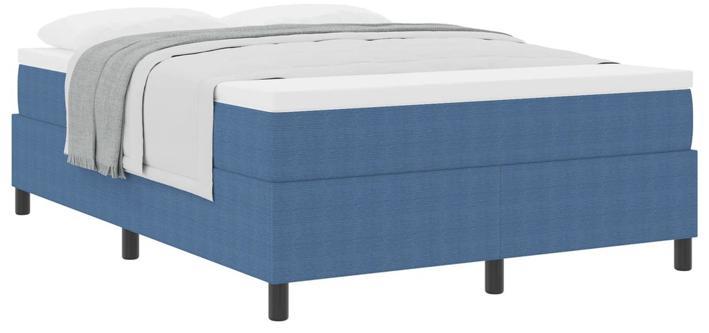 Cama Box com Colchão Azul 140x200 cm Tecido de Veludo